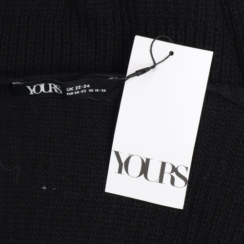 Yours Women’s Black Plus Size 22 Chunky Knit V-Neck Pullover Jumper
