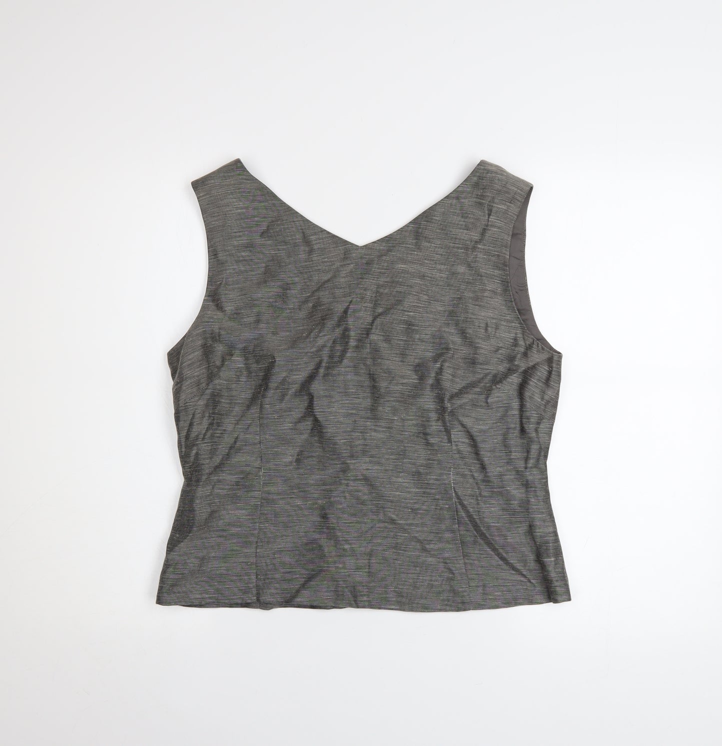 Austin Reed Women's Grey Silk Linen Sleeveless Blouse Size 14