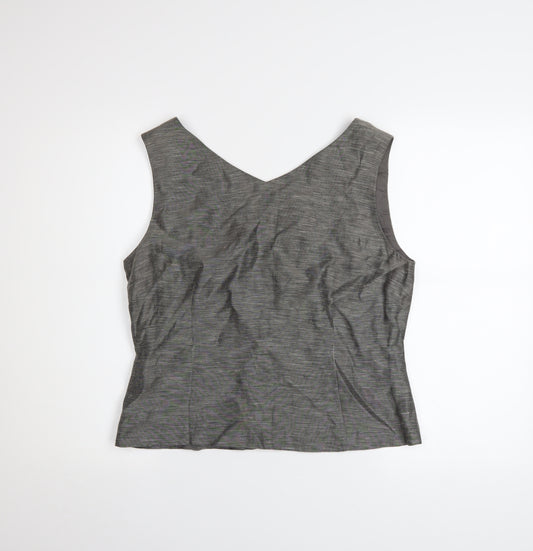 Austin Reed Women's Grey Silk Linen Sleeveless Blouse Size 14