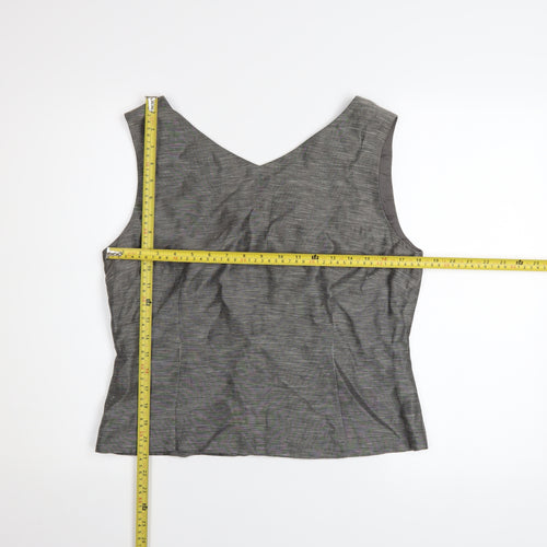 Austin Reed Women's Grey Silk Linen Sleeveless Blouse Size 14