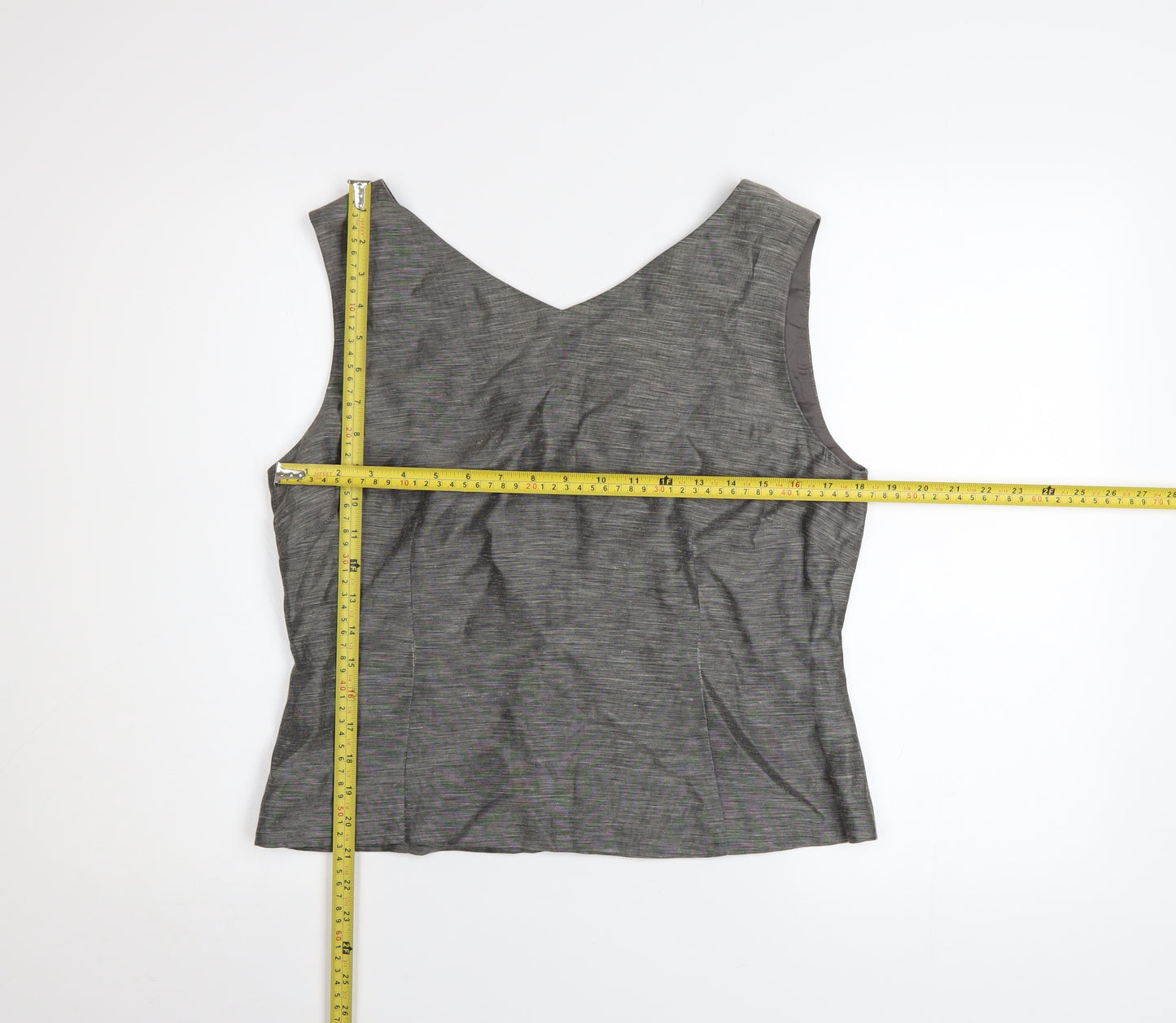 Austin Reed Women's Grey Silk Linen Sleeveless Blouse Size 14