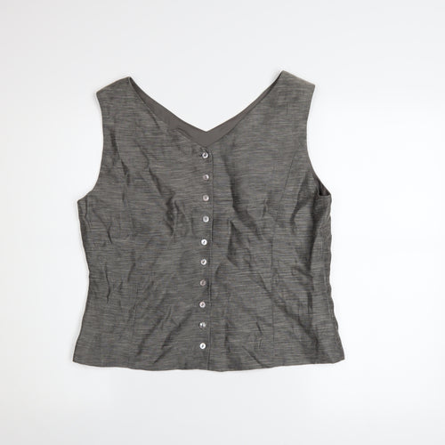 Austin Reed Women's Grey Silk Linen Sleeveless Blouse Size 14