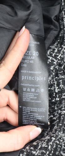Principles Women’s Black Tweed Mid-Length Overcoat Size 20