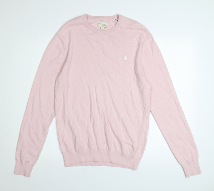 Jack Wills Men's Pink Cotton Crew Neck Jumper M Classic Knit