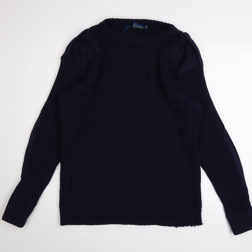Champion Men’s Blue XL Rib Knit Acrylic Crew Neck Jumper