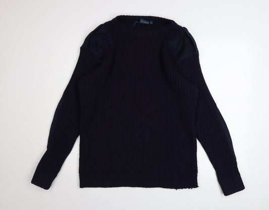 Champion Men’s Blue XL Rib Knit Acrylic Crew Neck Jumper