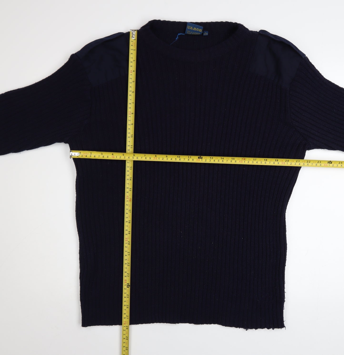 Champion Men’s Blue XL Rib Knit Acrylic Crew Neck Jumper