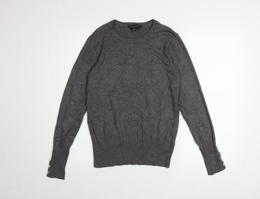 Dorothy Perkins Women's Grey Size 10 Crew Neck Long Sleeve Jumper