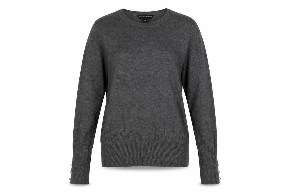 Front view of Dorothy Perkins Women's Grey, size 10, Crew Neck Long Sleeve Jumper