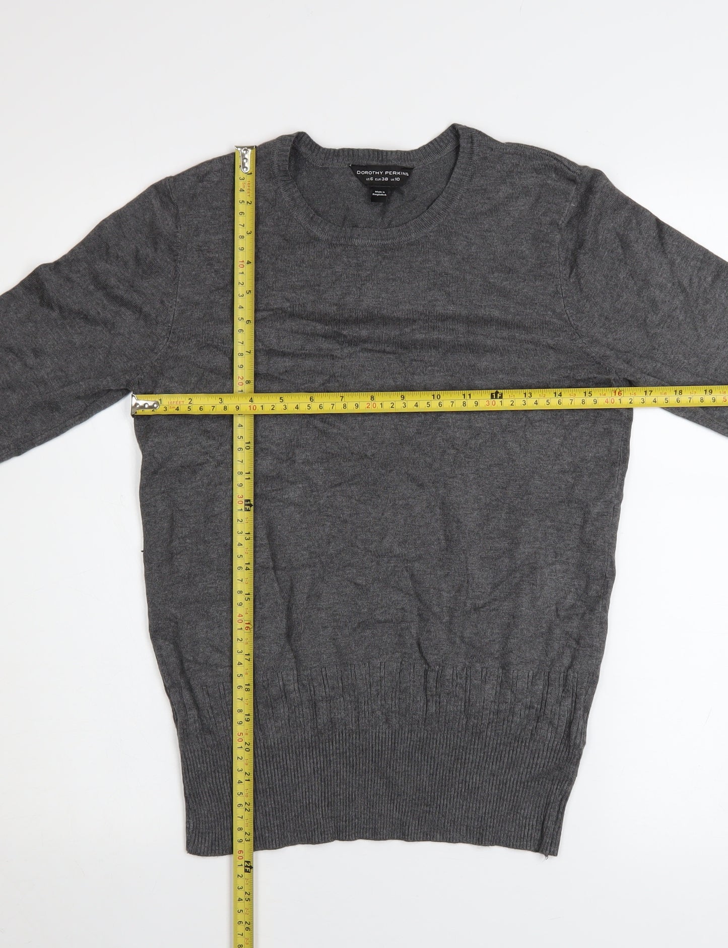 Dorothy Perkins Women's Grey Size 10 Crew Neck Long Sleeve Jumper