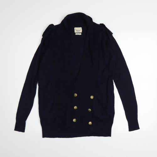 River Island Women's Blue 100% Cotton Long Sleeve Cardigan Size 6