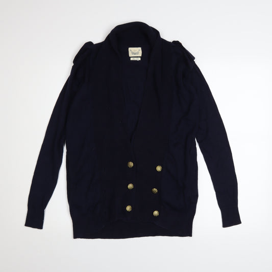 River Island Women's Blue 100% Cotton Long Sleeve Cardigan Size 6