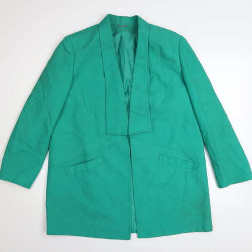 Julius Womens Green Linen Mid-Length Blazer Jacket Size 12