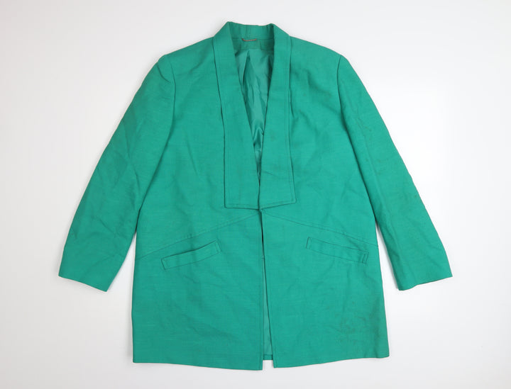 Julius Womens Green Linen Mid-Length Blazer Jacket Size 12