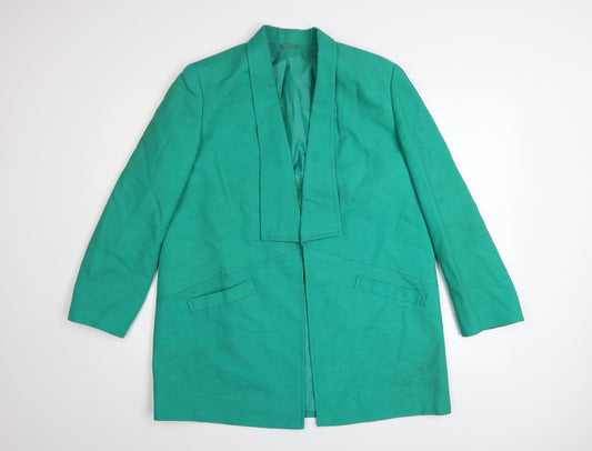 Julius Womens Green Linen Mid-Length Blazer Jacket Size 12