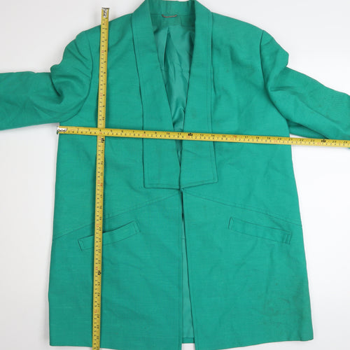 Julius Womens Green Linen Mid-Length Blazer Jacket Size 12