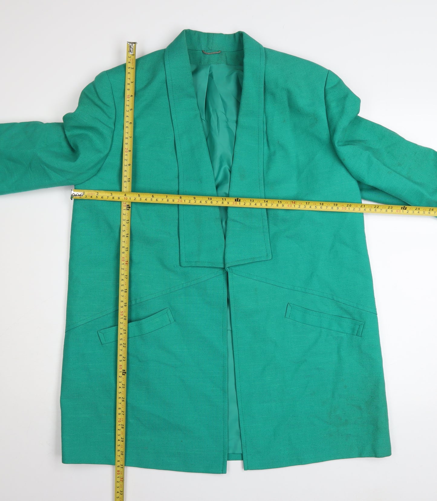Julius Womens Green Linen Mid-Length Blazer Jacket Size 12