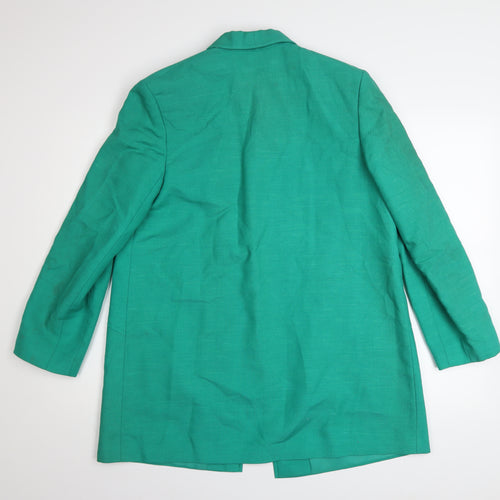 Julius Womens Green Linen Mid-Length Blazer Jacket Size 12
