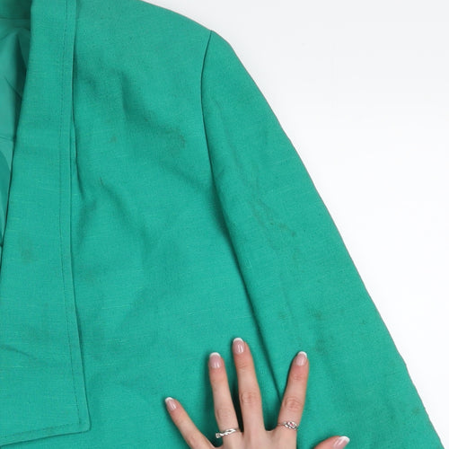 Julius Womens Green Linen Mid-Length Blazer Jacket Size 12