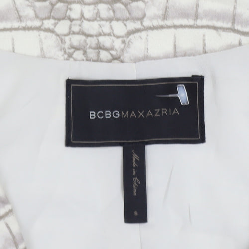BCBGMAXAZRIA Women's Beige Croc Print Cotton Blend Blazer Jacket Size S