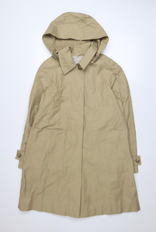 Marks and Spencer Women's Beige Hooded Mid-Length Rain Coat Size 12