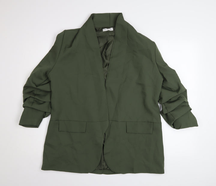 New Collection Womens Green XL Blazer Jacket – Lined Open Front