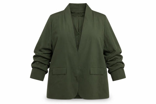 Front view of New Collection women’s green xl blazer jacket – lined open front