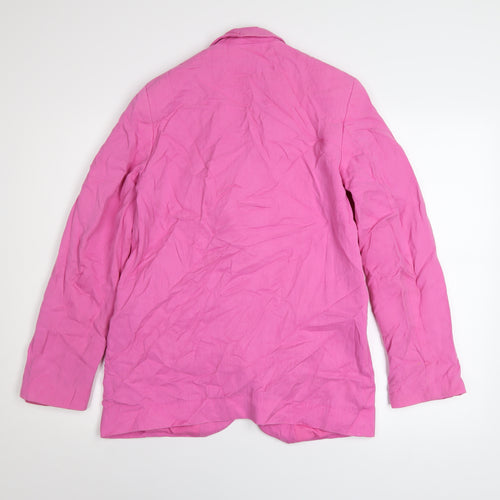 H&M Women’s Pink Blazer XS Regular Fit Single Button Cotton Feel