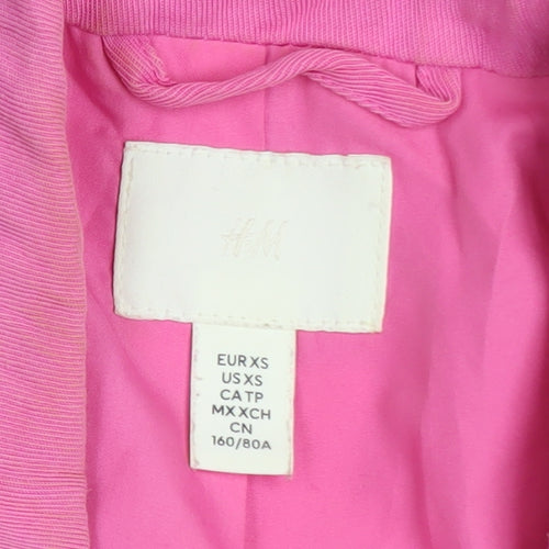 H&M Women’s Pink Blazer XS Regular Fit Single Button Cotton Feel