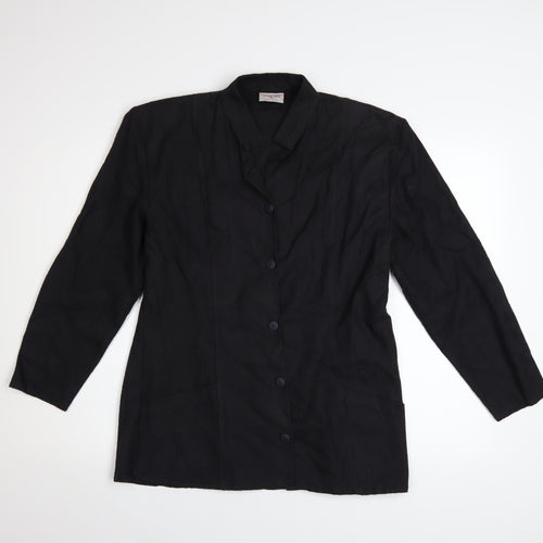 YOU-NO Women's Black Size 14 Vintage Cotton Blend Blazer