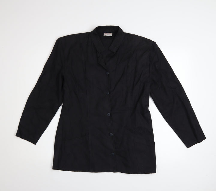 YOU-NO Women's Black Size 14 Vintage Cotton Blend Blazer