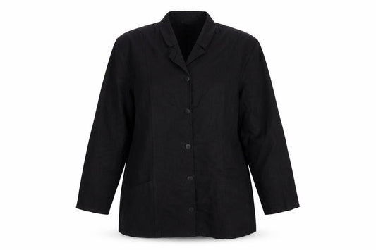Front view of YOU-NO Women's Black, size 14, Vintage Cotton Blend Blazer