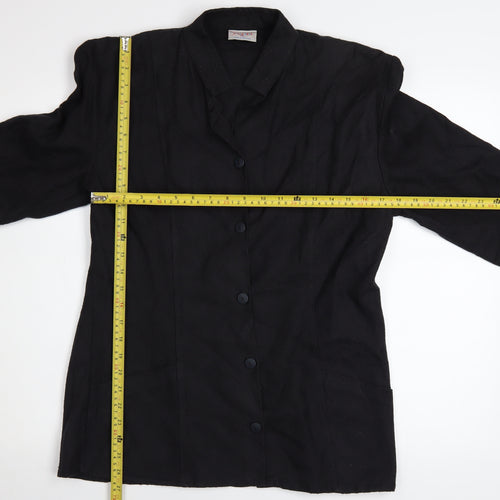 YOU-NO Women's Black Size 14 Vintage Cotton Blend Blazer