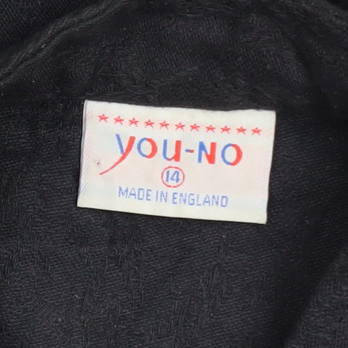 YOU-NO Women's Black Size 14 Vintage Cotton Blend Blazer