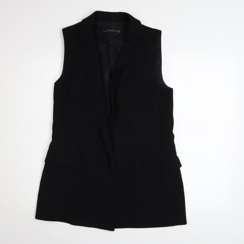 Zara Woman Black Sleeveless Waistcoat Size S Smart Lined Workwear