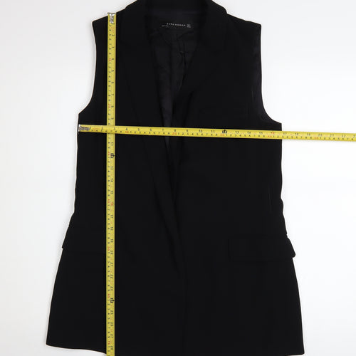 Zara Woman Black Sleeveless Waistcoat Size S Smart Lined Workwear