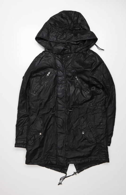 Papaya Weekend Women's Black Hooded Parka Coat Size 10
