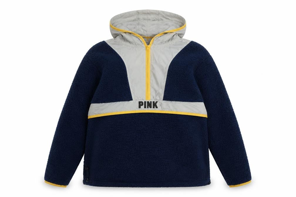 Front view of Victoria's Secret PINK Women's Blue Hooded Pullover Sweatshirt, size 12