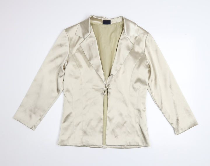 Pilot Women’s Ivory Satin Slim Fit Tie Front Blazer Size 12