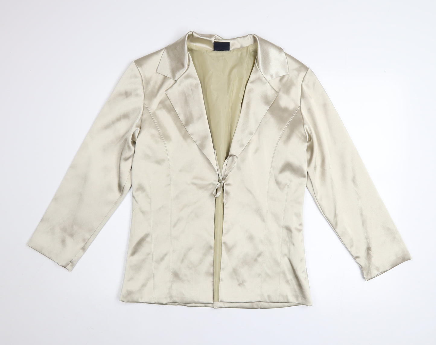 Pilot Women’s Ivory Satin Slim Fit Tie Front Blazer Size 12