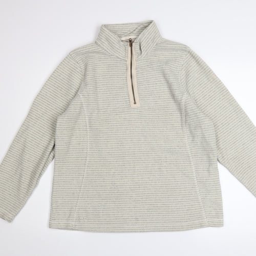Regatta Women Grey Striped 1/4 Zip Fleece Sweatshirt UK 14