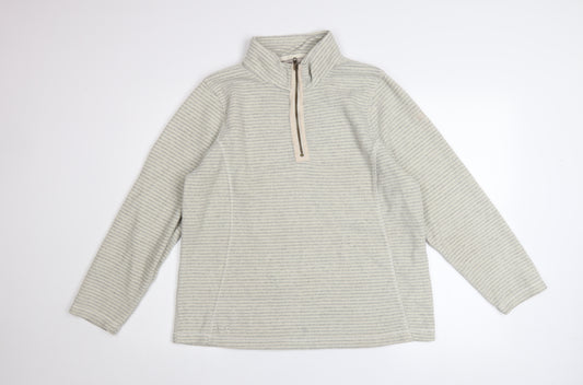 Regatta Women Grey Striped 1/4 Zip Fleece Sweatshirt UK 14