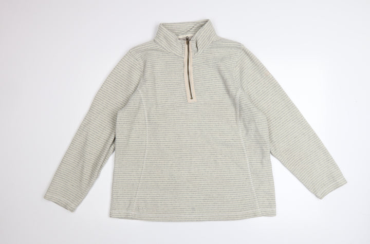 Regatta Women Grey Striped 1/4 Zip Fleece Sweatshirt UK 14