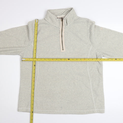 Regatta Women Grey Striped 1/4 Zip Fleece Sweatshirt UK 14