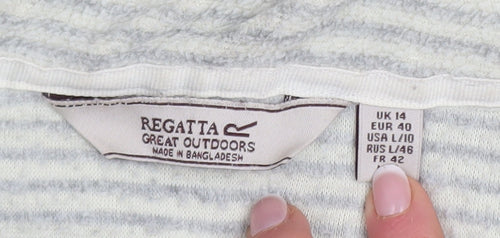 Regatta Women Grey Striped 1/4 Zip Fleece Sweatshirt UK 14