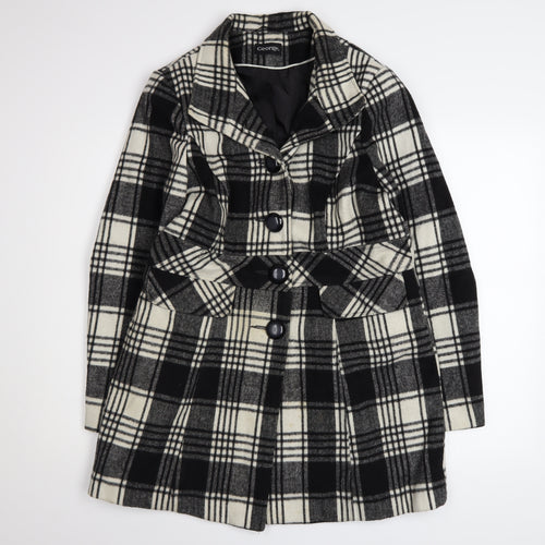 George Women’s Black Check Wool Blend Mid-Length Coat Size 14