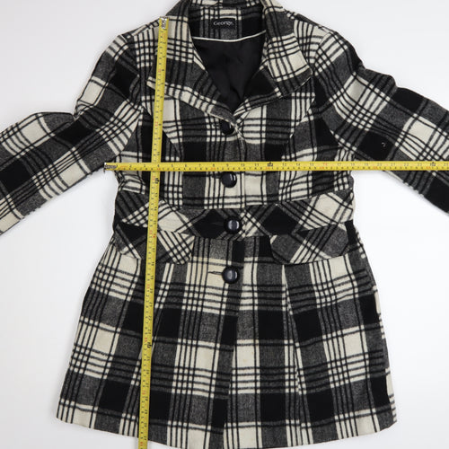George Women’s Black Check Wool Blend Mid-Length Coat Size 14