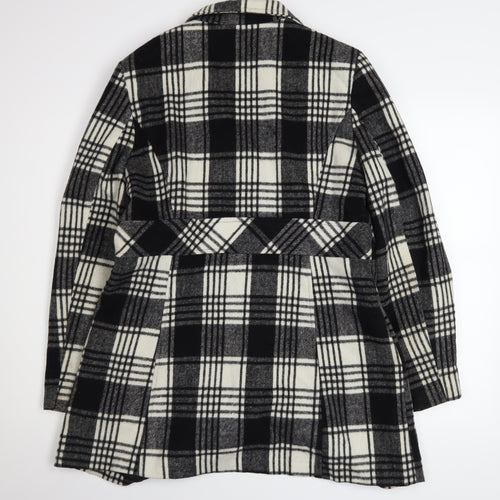 George Women’s Black Check Wool Blend Mid-Length Coat Size 14