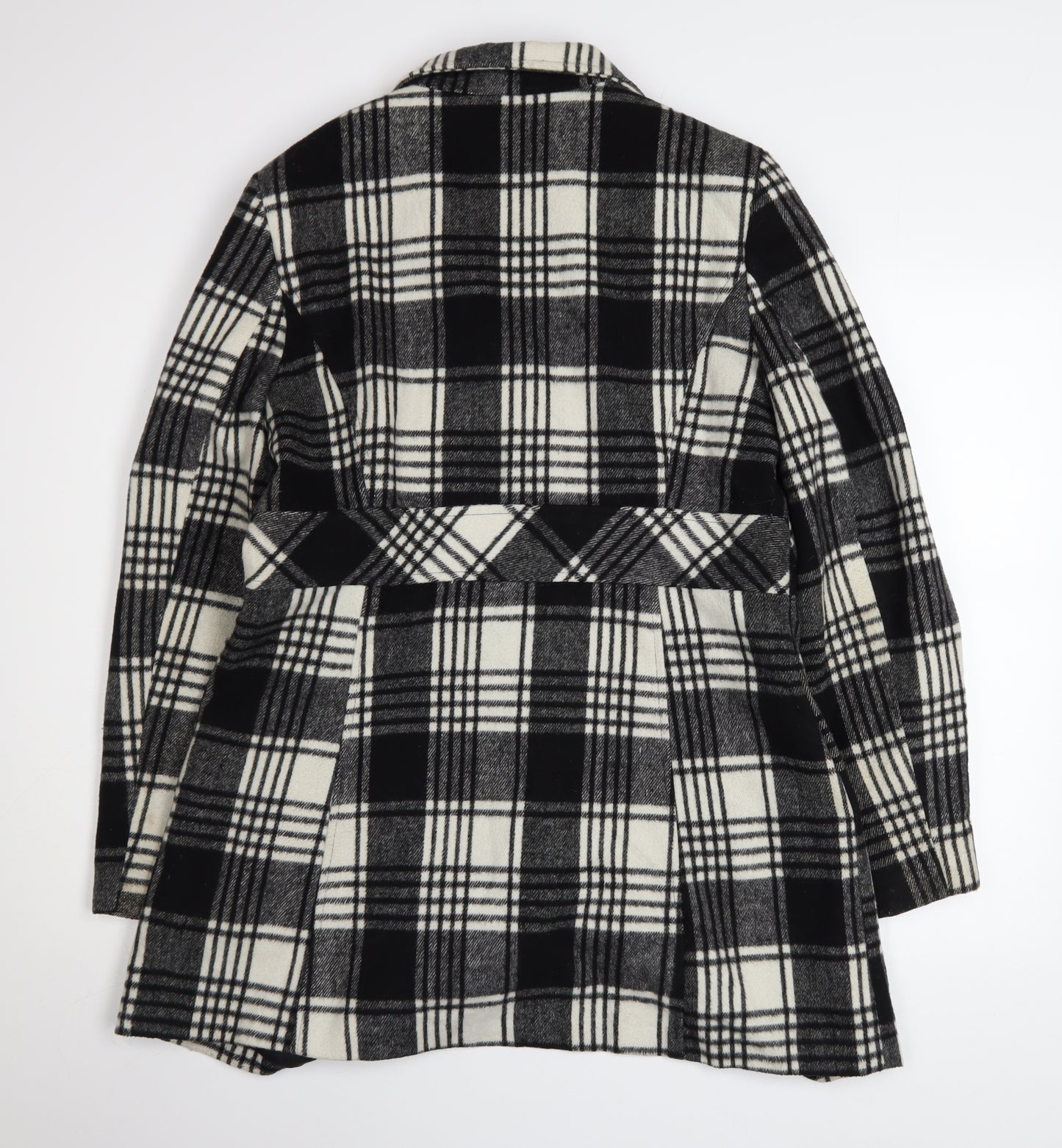 George Women’s Black Check Wool Blend Mid-Length Coat Size 14