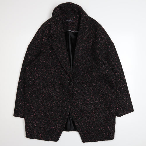 Marks and Spencer Women’s Black Tweed Overcoat Size 14 Limited Edition